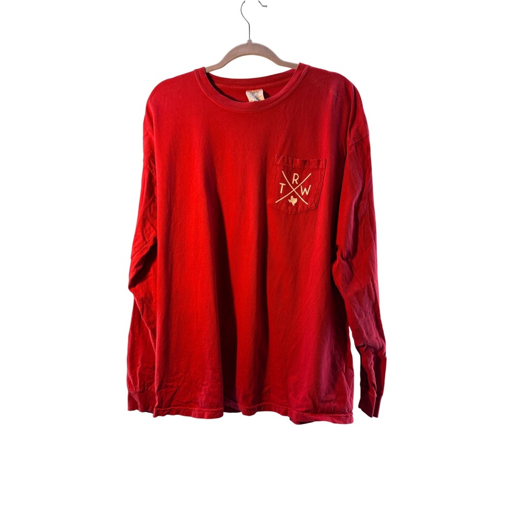 Comfort Colors Red Long Sleeve T Shirt Texas TRW‎ Boutique Graphic Tee XL